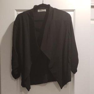 Black Jacket by Doublju Size 1X with 3/4 Ruched Sleeves